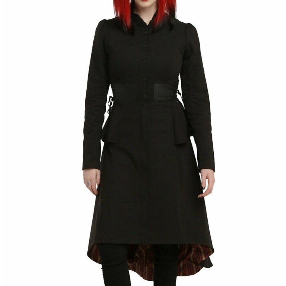 RARE Wonderland Red Queen Hearts Looking Glass Steampunk Goth Corset Trench Coat
